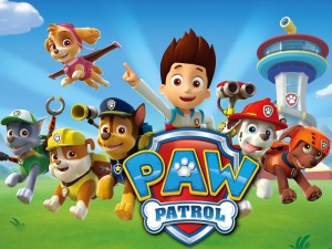 Pictured: (flying) Skye, (l-r) Zuma, Rubbble, Chase, Ryder,Marshall and Rocky in PAW PATROL on NICKELODEON. Photo: Nickelodeon. ©2013 Viacom, International, Inc. All Rights Reserved